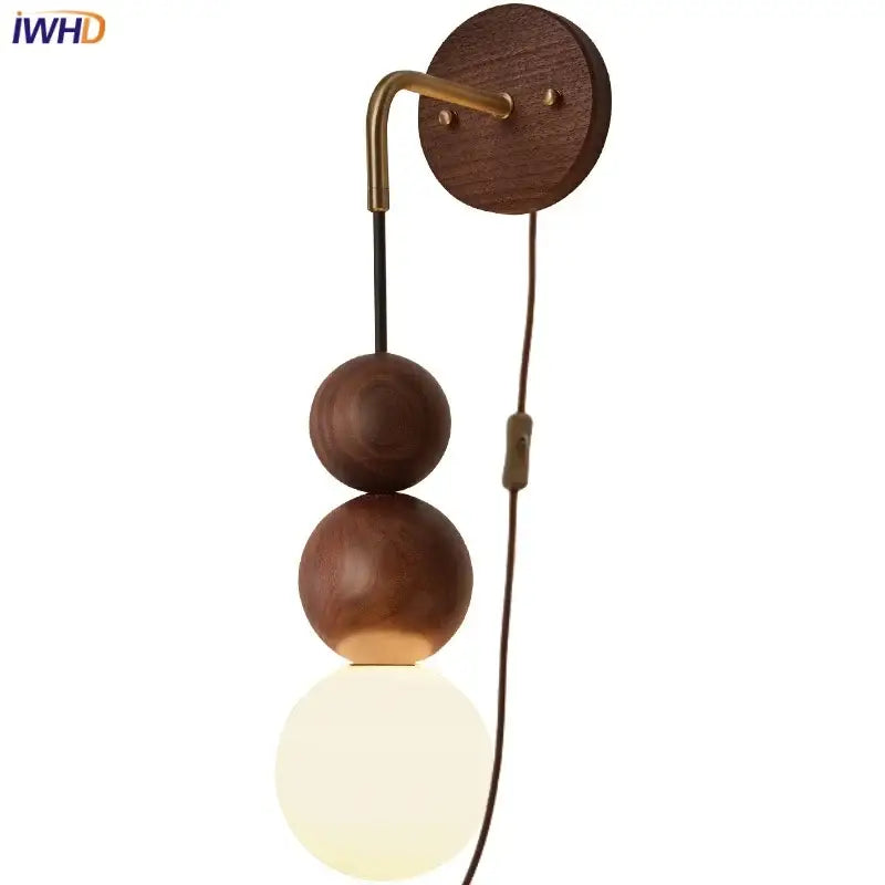 DecorBites™ Glass and Wood Adjustable Wall Light for Living Room and Bedroom