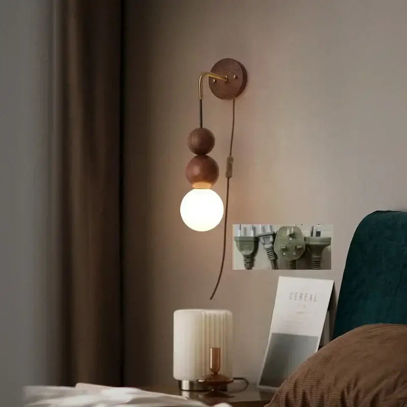 DecorBites™ Glass and Wood Adjustable Wall Light for Living Room and Bedroom