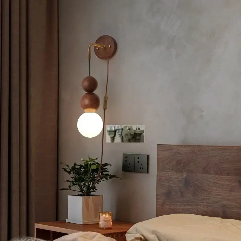 DecorBites™ Glass and Wood Adjustable Wall Light for Living Room and Bedroom
