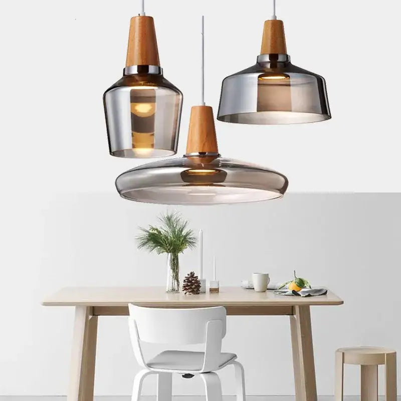 DecorBites™ Glass and Wood Pendant Light for Modern American Retro Dining Loft Decor