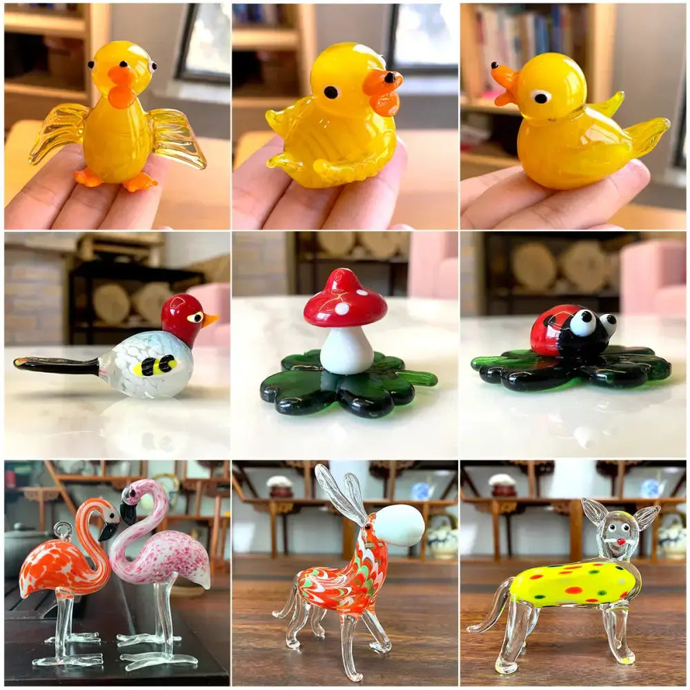 DecorBites™ Glass Animal Figurines: Hand Blown Art Collectibles for Home Decor & Gifts