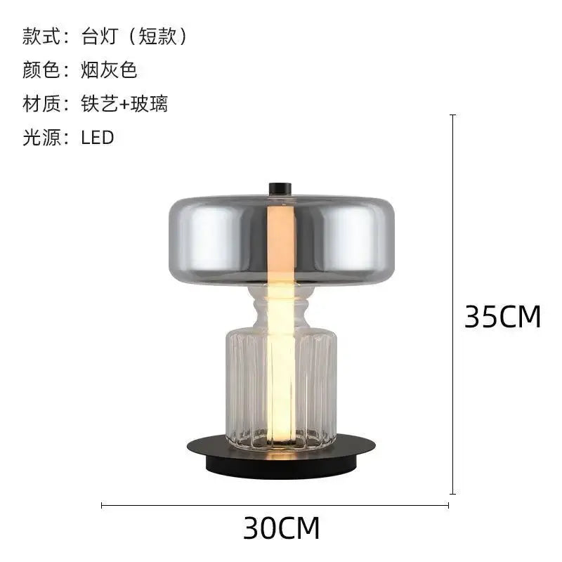 DecorBites™ Glass Art Desk Lamp: Nordic Minimalist Design for Bedroom and Living Room