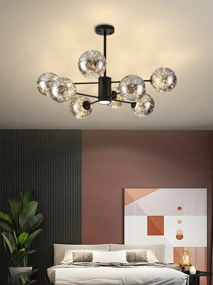 DecorBites™ Glass Ball Branch Chandelier: Modern LED Crystal Ceiling Lighting for Living Room
