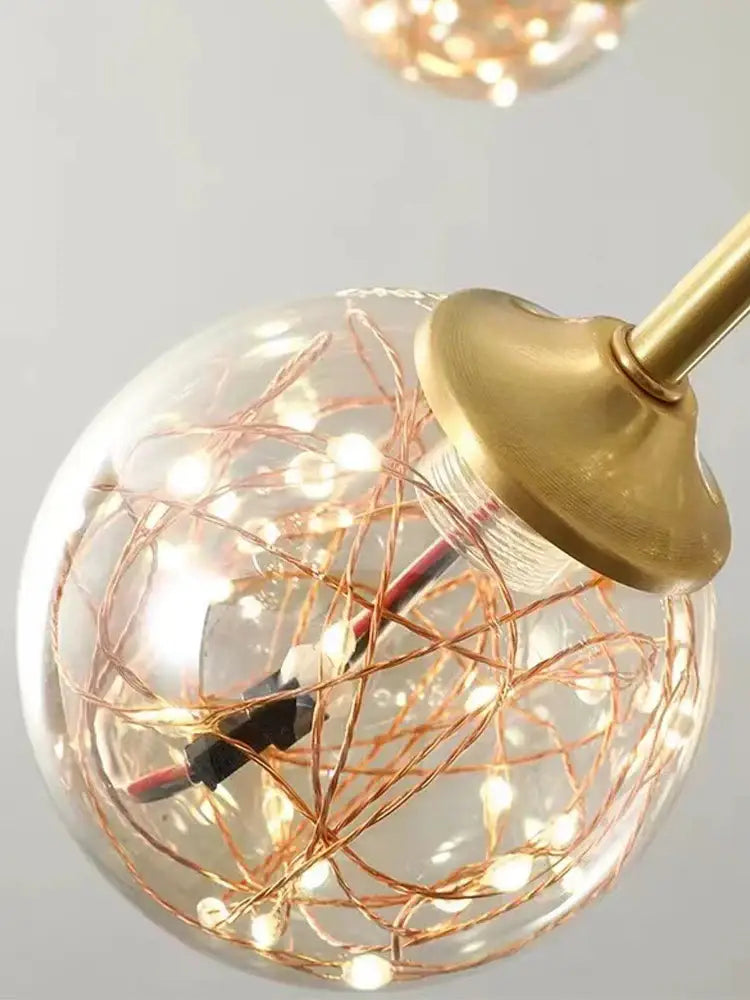 DecorBites™ Glass Ball Branch Chandelier: Modern LED Crystal Ceiling Lighting for Living Room