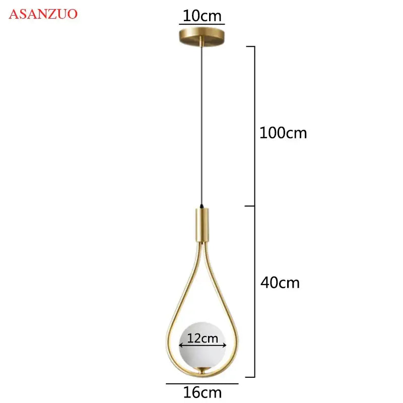 DecorBites™ Glass Ball Brass Pendant Light - Nordic Bedroom Simple Home Decor