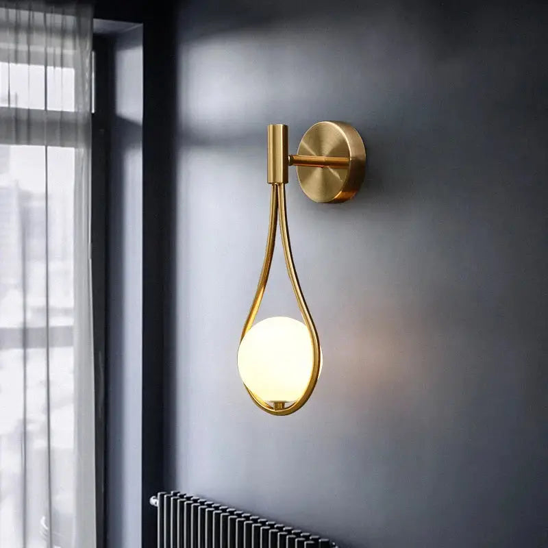 DecorBites™ Glass Ball Brass Wall Lamp LED Bedroom Living Room Lighting