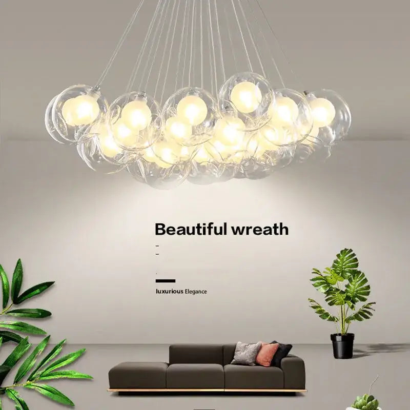 DecorBites™ Glass Ball Bubble Chandelier for Modern Living Room, Bedroom, Dining Table, Clothing Store