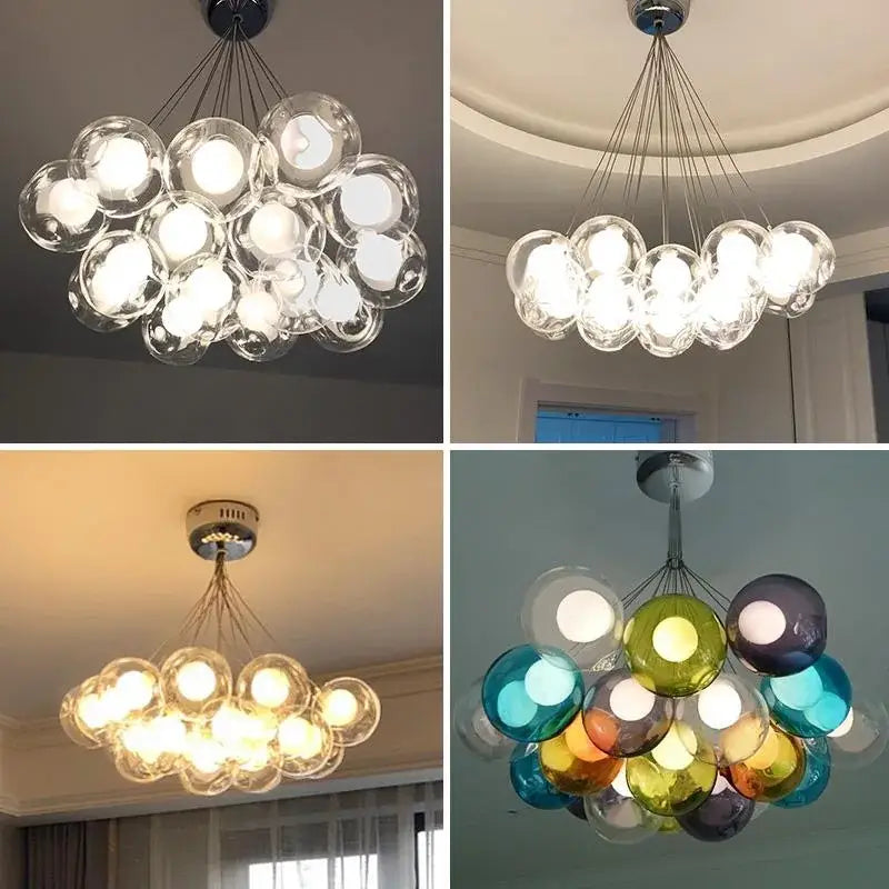 DecorBites™ Glass Ball Bubble Chandelier for Modern Living Room, Bedroom, Dining Table, Clothing Store