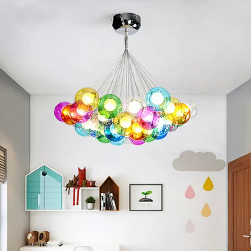 نجفة الفقاعات الزجاجية DecorBites™: إضاءة معلقة اسكندنافية حديثة لغرفة المعيشة وغرفة النوم وطاولة الطعام