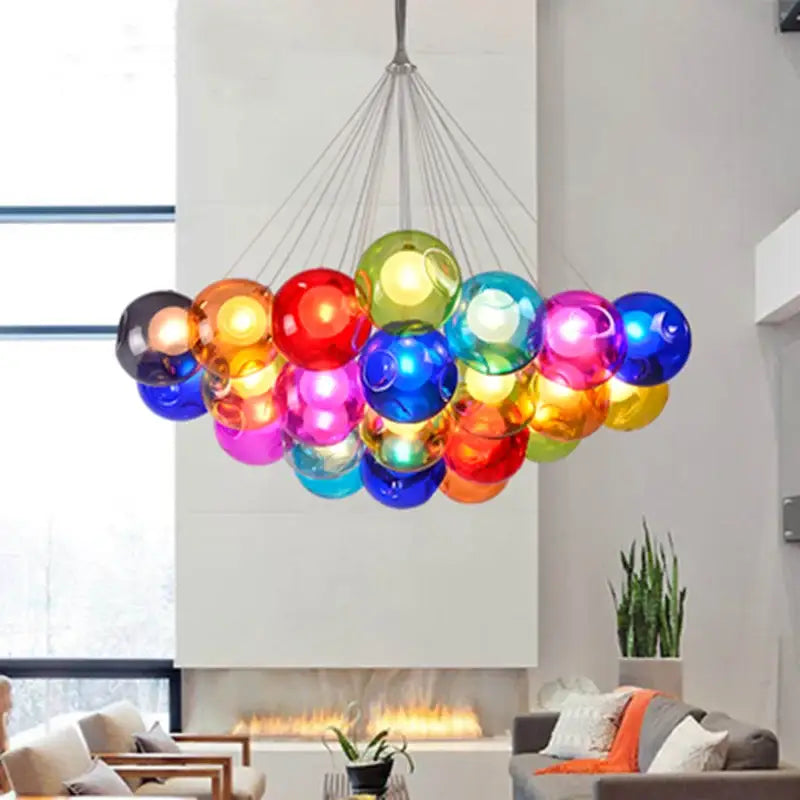 نجفة الفقاعات الزجاجية DecorBites™: إضاءة معلقة اسكندنافية حديثة لغرفة المعيشة وغرفة النوم وطاولة الطعام