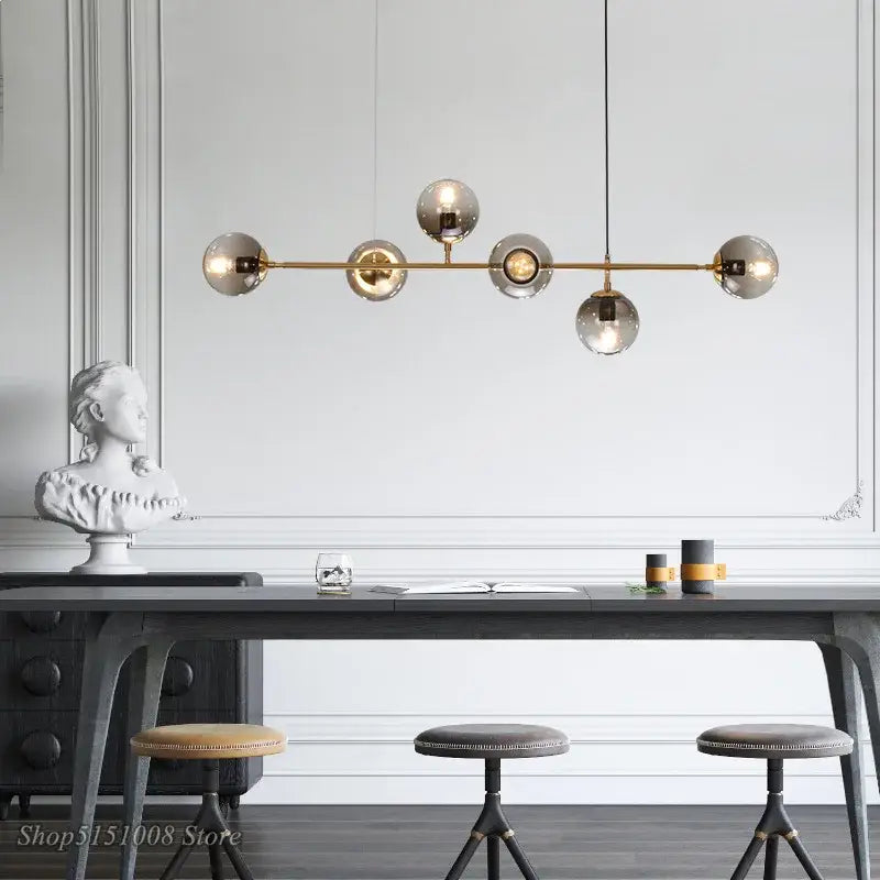 ثريا فقاعية زجاجية كروية بتقنية LED من DecorBites™ لديكور المنزل العصري