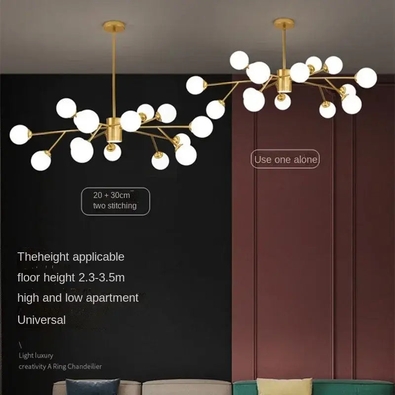 ثريا زجاجية كروية من DecorBites™ لإضاءة غرفة النوم وغرفة الطعام وغرفة المعيشة