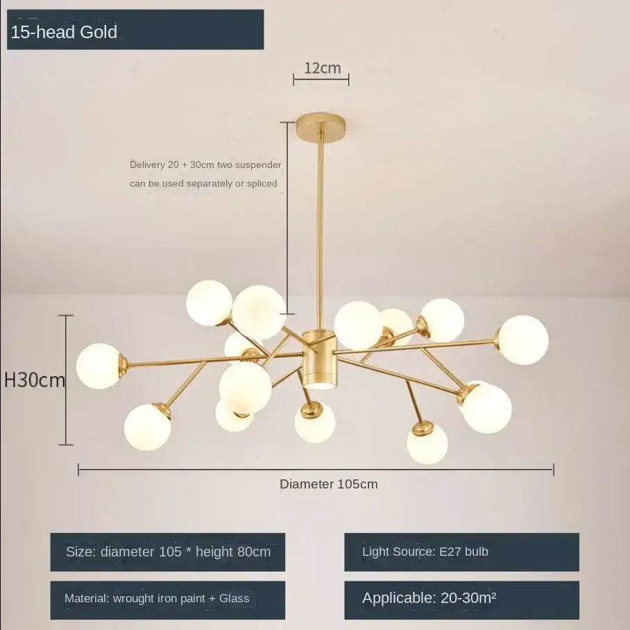 ثريا زجاجية كروية من DecorBites™ لإضاءة غرفة النوم وغرفة الطعام وغرفة المعيشة
