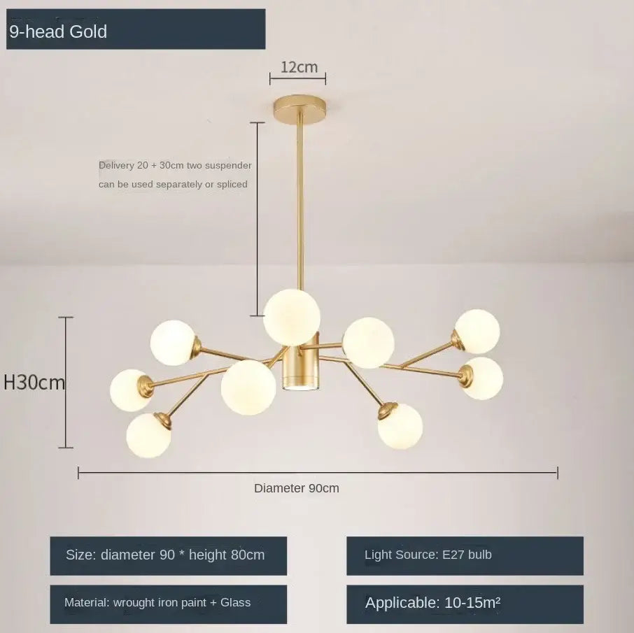 ثريا زجاجية كروية من DecorBites™ لإضاءة غرفة النوم وغرفة الطعام وغرفة المعيشة