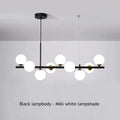 Black modern decorbites™ glass ball ceiling chandelier with milk white spherical glass shades for dining room