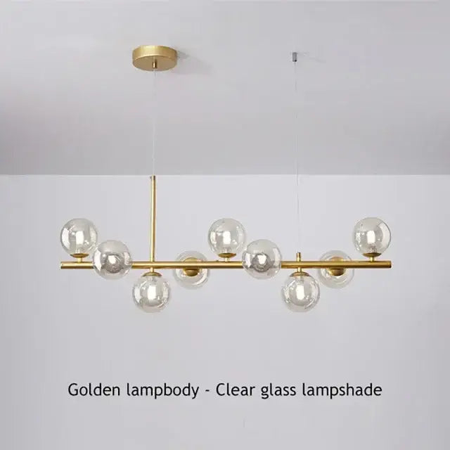 Decorbites™ glass ball ceiling chandelier with clear glass globe shades and brass frame for home lighting