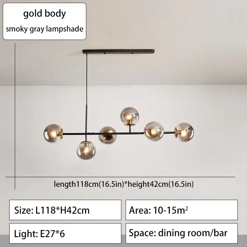 DecorBites™ Glass Ball Ceiling Chandelier for Kitchen Dining Living Room