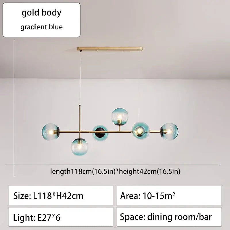 DecorBites™ Glass Ball Ceiling Chandelier for Kitchen Dining Living Room