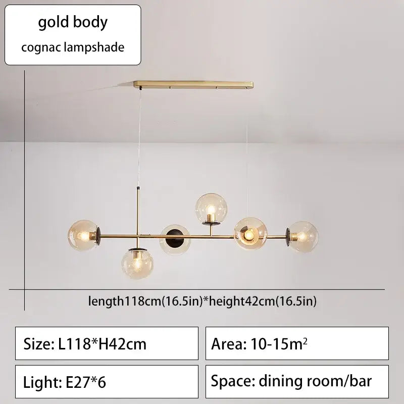 DecorBites™ Glass Ball Ceiling Chandelier for Kitchen Dining Living Room