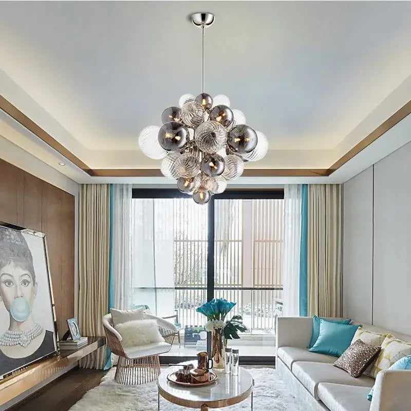DecorBites™ Glass Ball Ceiling Chandelier for Living Room Dining Bedroom - Nordic Air Bubble Pendant Light