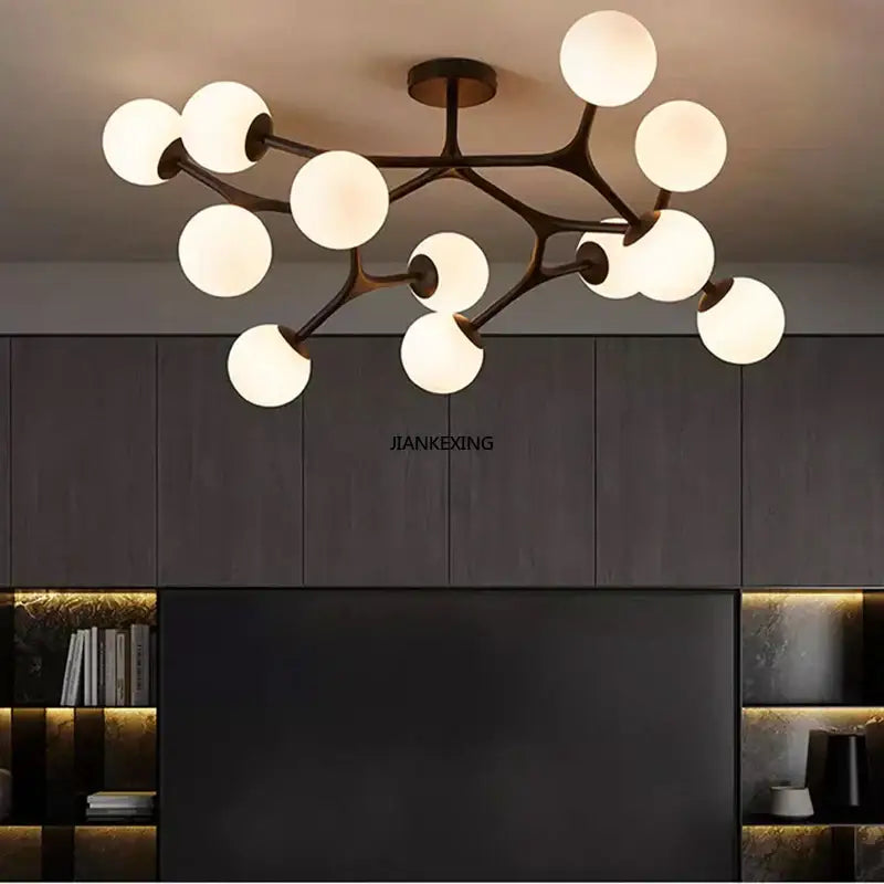DecorBites™ Glass Ball Ceiling Chandelier: Modern Lighting Fixture for Living Room Bedroom Center Table