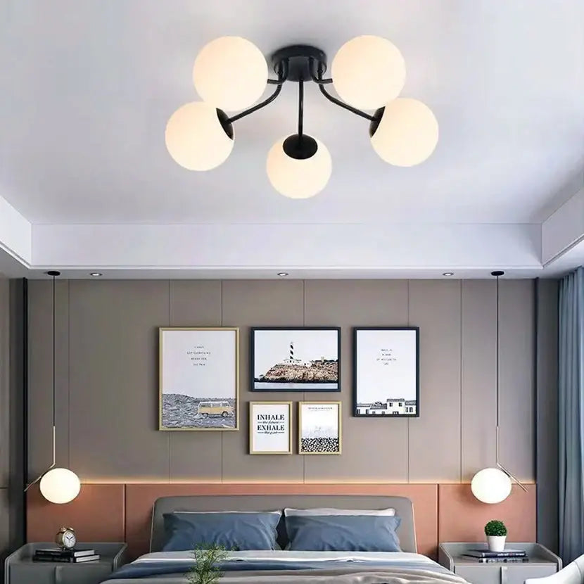 DecorBites™ Glass Ball Ceiling Chandelier Pendant Lamp for Modern Living Bedroom