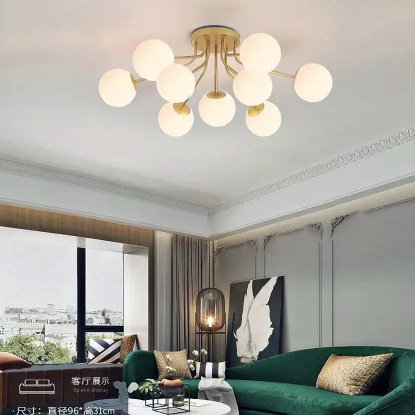 DecorBites™ Glass Ball Ceiling Chandelier Pendant Lamp for Modern Living Bedroom