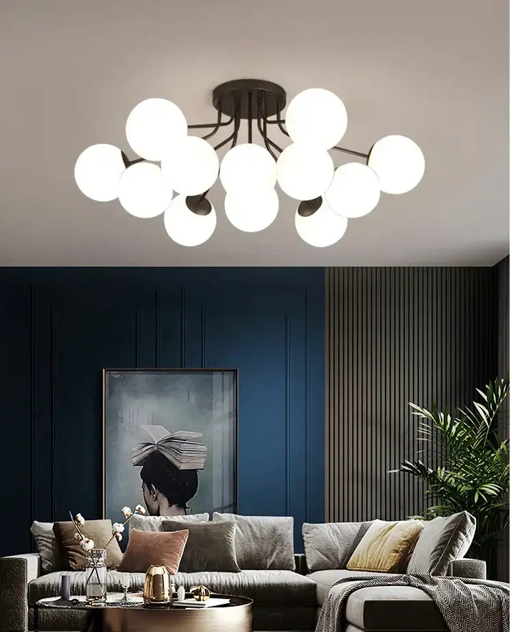 DecorBites™ Glass Ball Ceiling Chandelier Pendant Lamp for Modern Living Bedroom