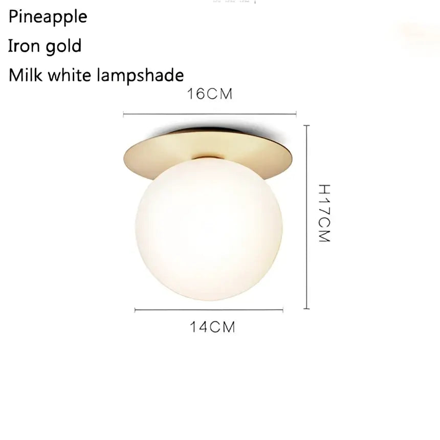 DecorBites™ Glass Ball Ceiling Lamp: Nordic Minimalist Round Hallway Light with Modern Design