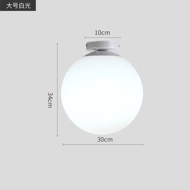 DecorBites™ Glass Ball Ceiling Light: Modern Round White Fixture for Kitchen, Small Globe Lamp