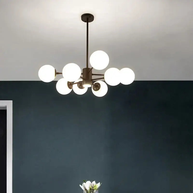 DecorBites™ Glass Ball Chandelier - Art Deco Black Pendant Lighting for Home Dining Room