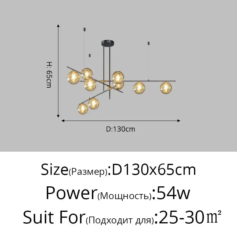DecorBites™ Glass Ball Chandelier Ceiling Lights for Home Decor - Modern LED Pendant Lamp