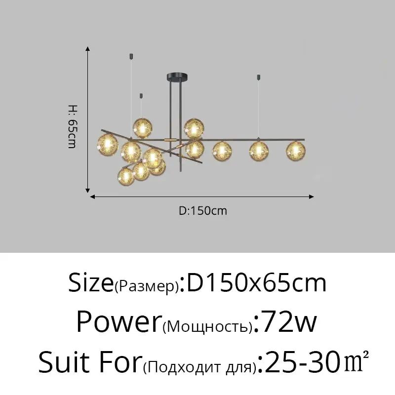 DecorBites™ Glass Ball Chandelier Ceiling Lights for Home Decor - Modern LED Pendant Lamp