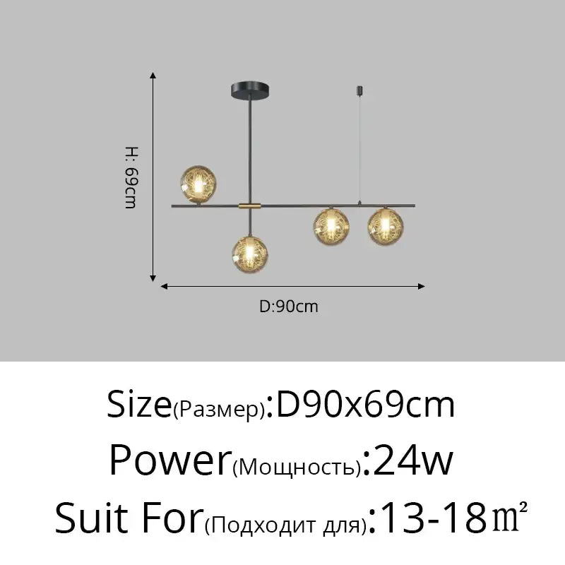 DecorBites™ Glass Ball Chandelier Ceiling Lights for Home Decor - Modern LED Pendant Lamp