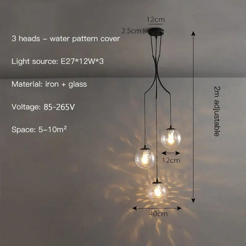 DecorBites™ Glass Ball Chandelier Ceiling Pendant for Home Living Dining Room
