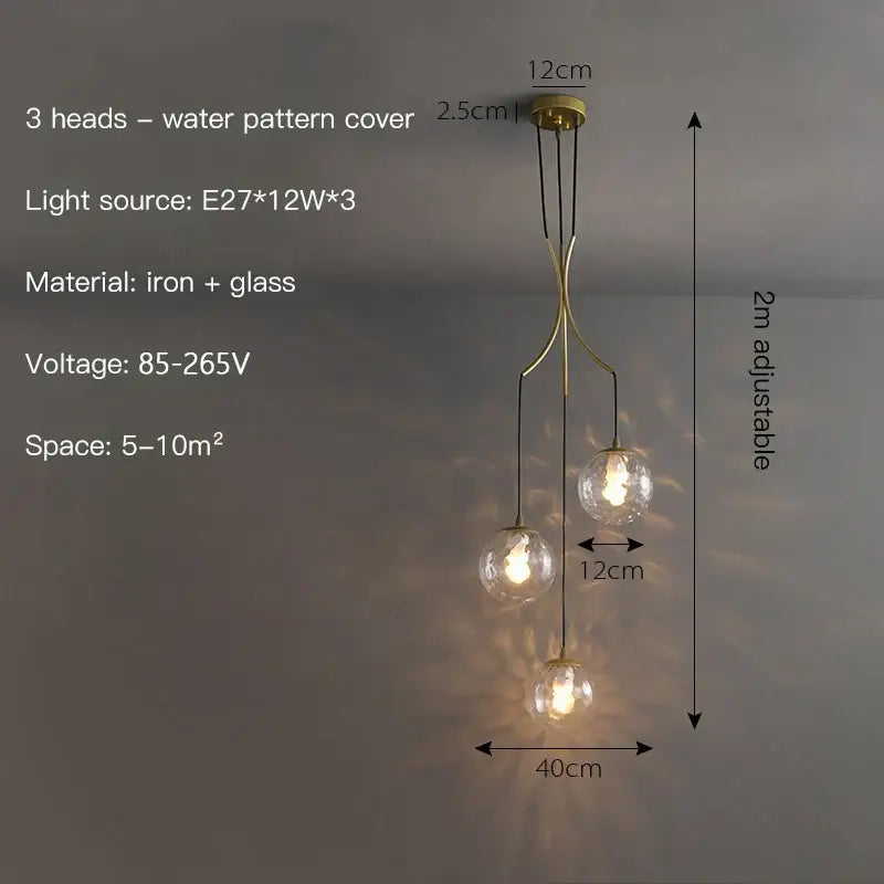 DecorBites™ Glass Ball Chandelier Ceiling Pendant for Home Living Dining Room