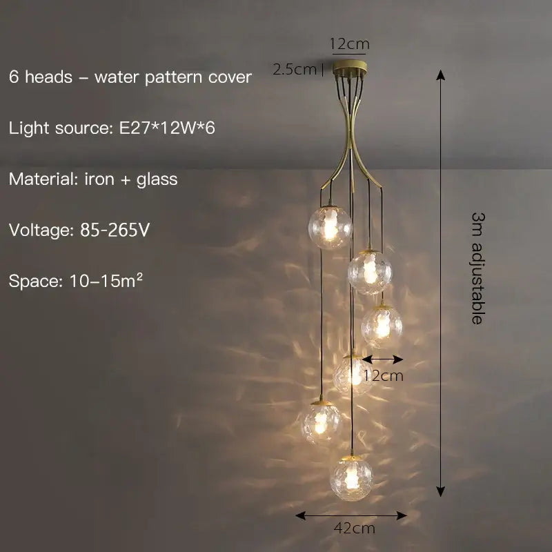 DecorBites™ Glass Ball Chandelier Ceiling Pendant for Home Living Dining Room