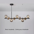 DecorBites™ black metal ball chandelier with smoky gray glass ball shades for dining room lighting