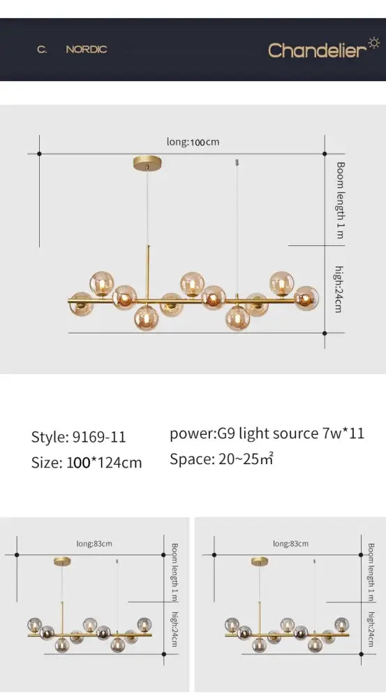 DecorBites™ Glass Ball Chandelier for Home Lighting