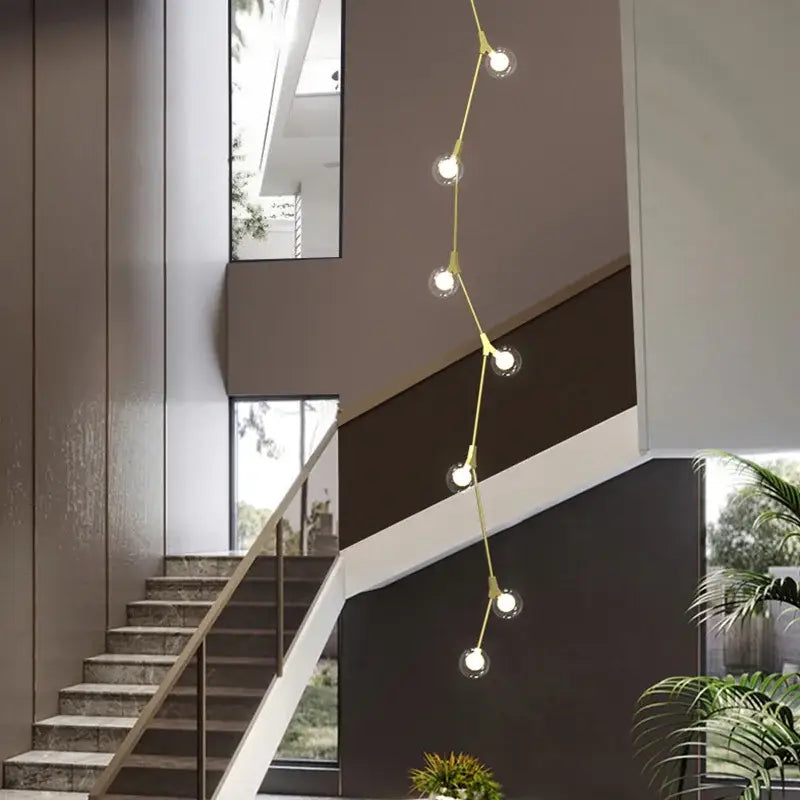 DecorBites™ Glass Ball Chandelier for Villa Hotel Staircase Decor
