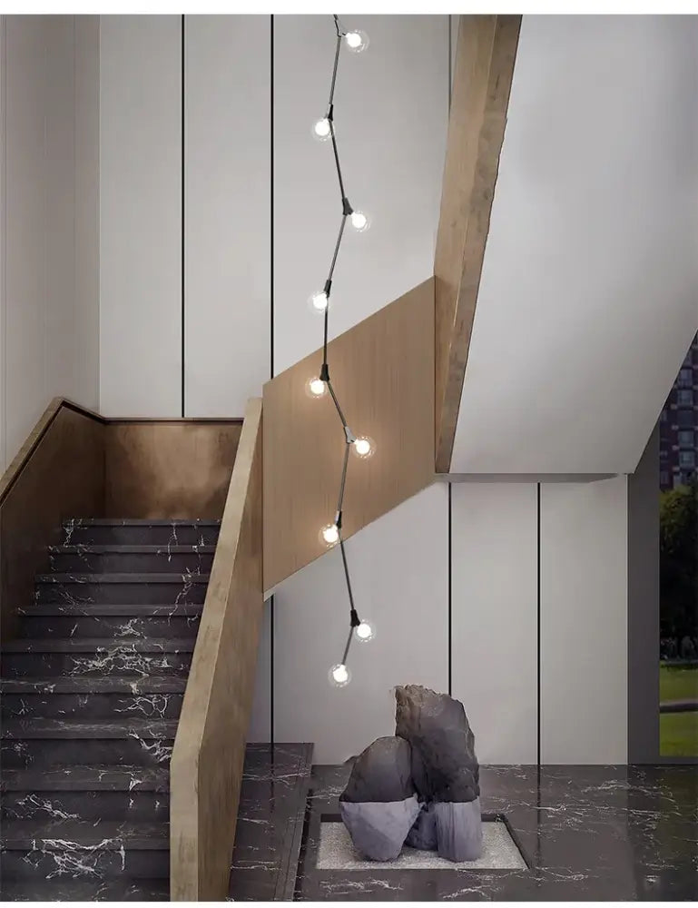 DecorBites™ Glass Ball Chandelier for Villa Hotel Staircase Decor