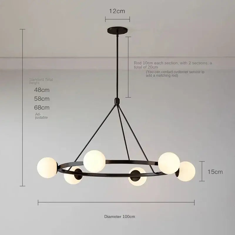 DecorBites™ Glass Ball Chandelier LED Hanging Lamp Modern Nordic Style Pendant Light