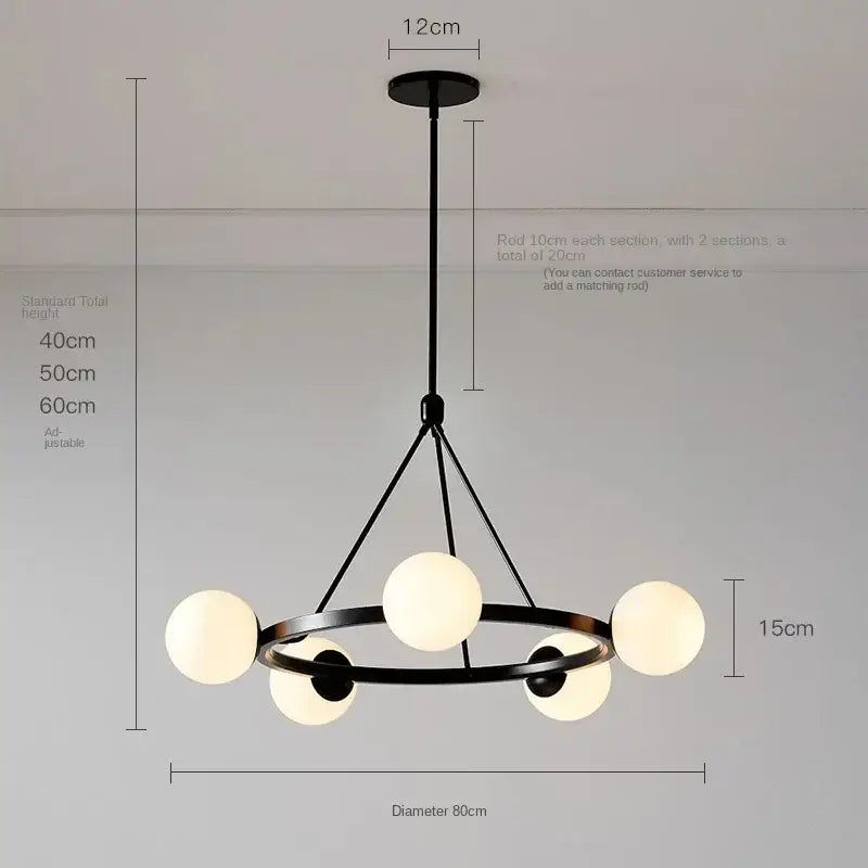DecorBites™ Glass Ball Chandelier LED Hanging Lamp Modern Nordic Style Pendant Light