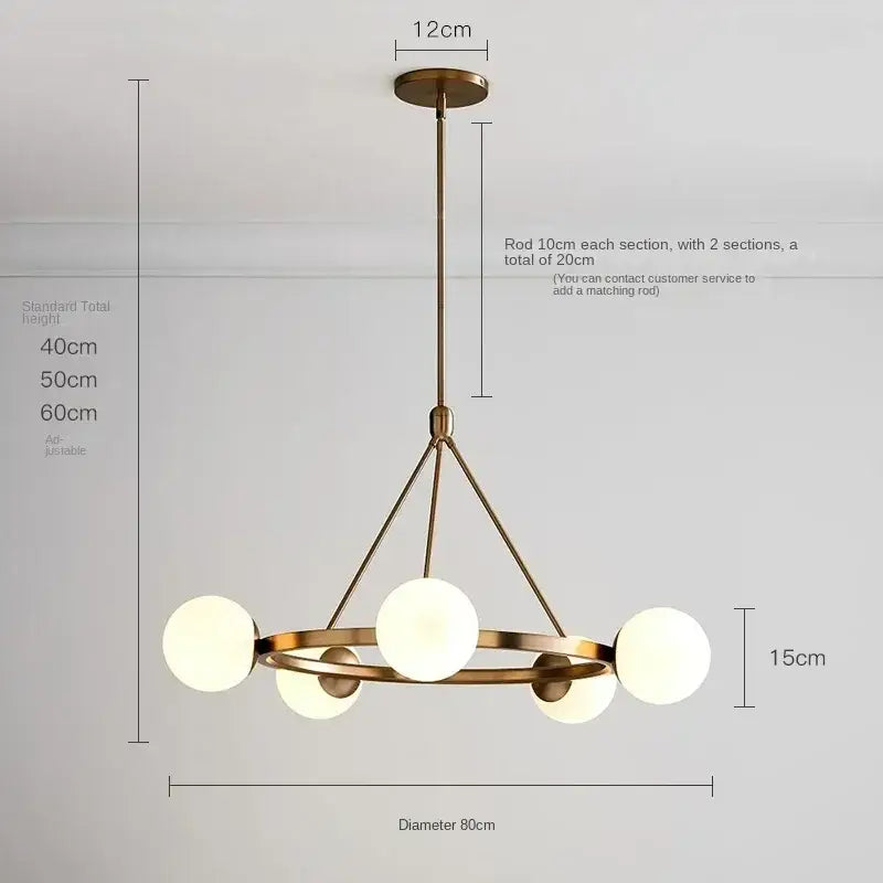 DecorBites™ Glass Ball Chandelier LED Hanging Lamp Modern Nordic Style Pendant Light