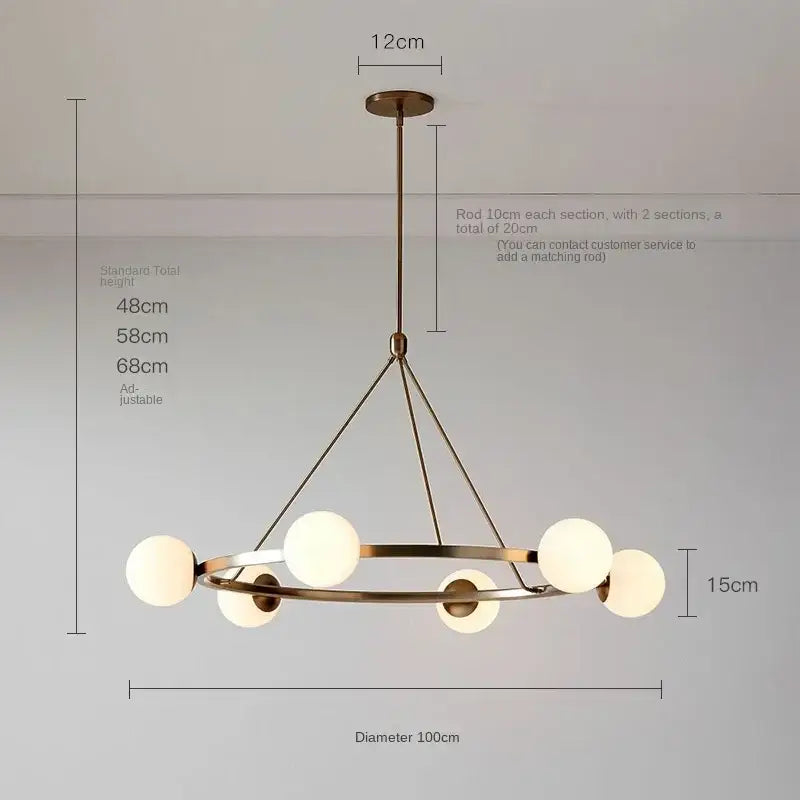 DecorBites™ Glass Ball Chandelier LED Hanging Lamp Modern Nordic Style Pendant Light