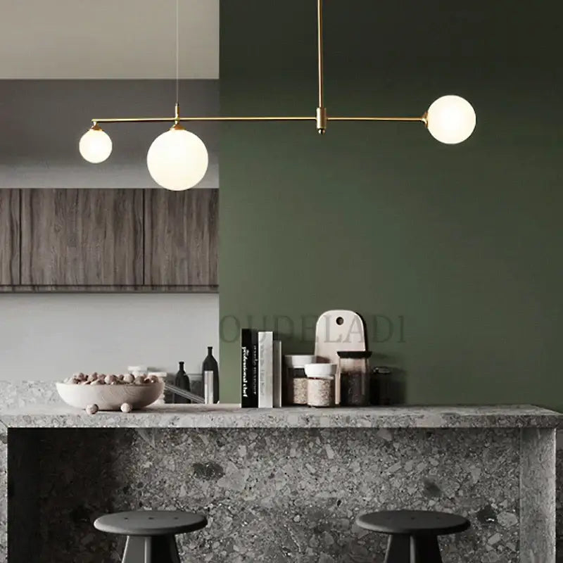 DecorBites™ Glass Ball Chandelier LED Light Fixture for Dining Room Bedroom Kitchen Island