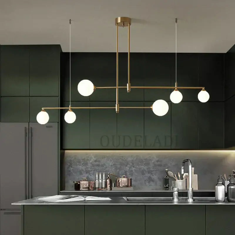 DecorBites™ Glass Ball Chandelier LED Light Fixture for Dining Room Bedroom Kitchen Island