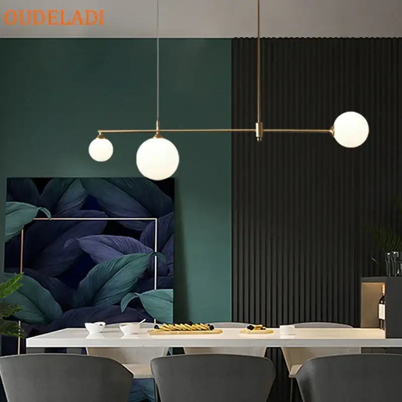 DecorBites™ Glass Ball Chandelier LED Light Fixture for Dining Room Bedroom Kitchen Island