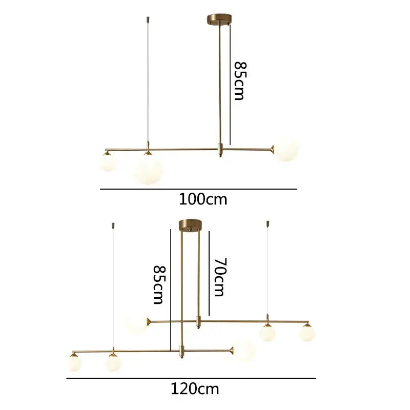 DecorBites™ Glass Ball Chandelier LED Light Fixture for Dining Room Bedroom Kitchen Island