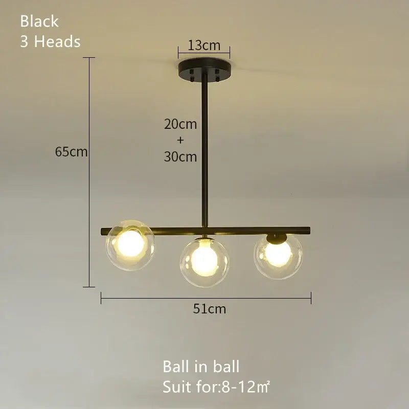 DecorBites™ Glass Ball Chandelier - Modern LED Pendant Lamp for Home Decor